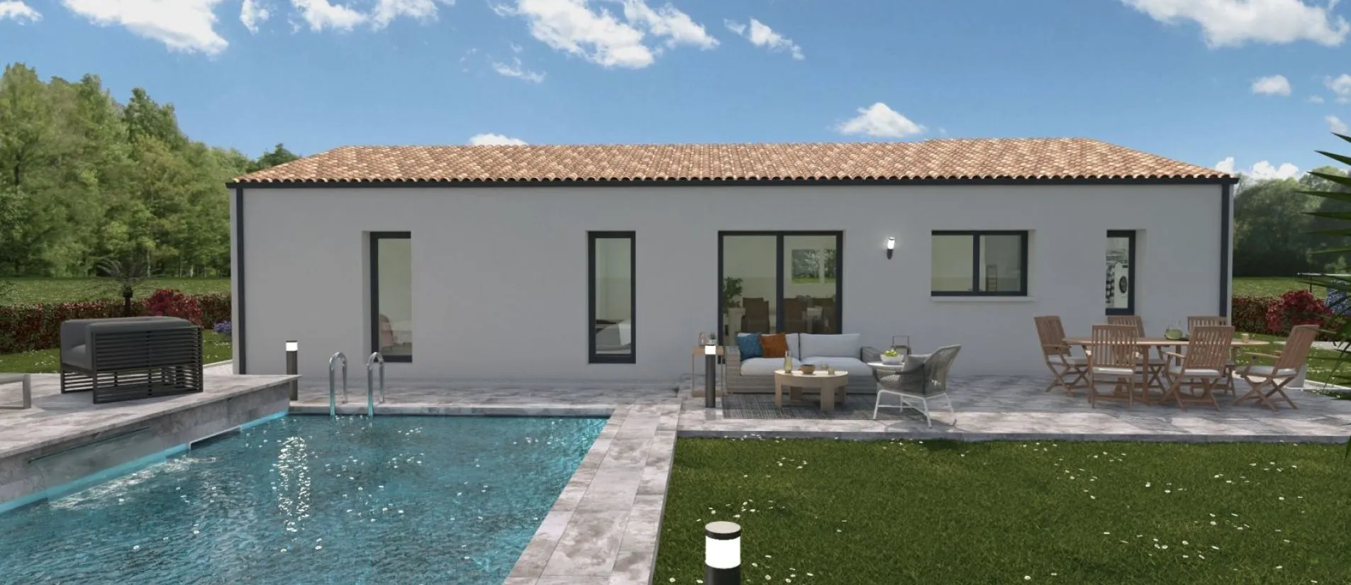 Maison de  96.43 m² sur un terrain de 666 m² à BIGNOUX en VIENNE (86).