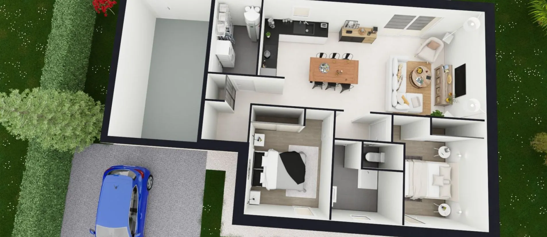 Maison de  67.3 m² sur un terrain de 473 m² à NOUAILLE-MAUPERTUIS en VIENNE (86).