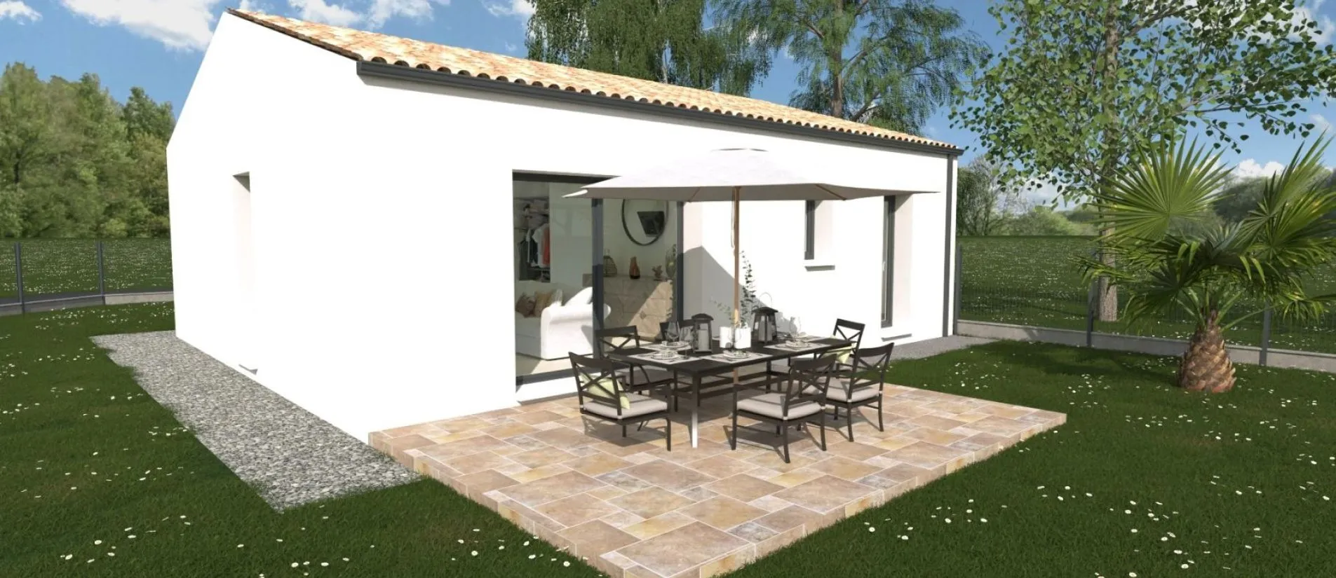 Maison de 65 m² sur un terrain de 538 m² à AUZAY en VENDEE (85).