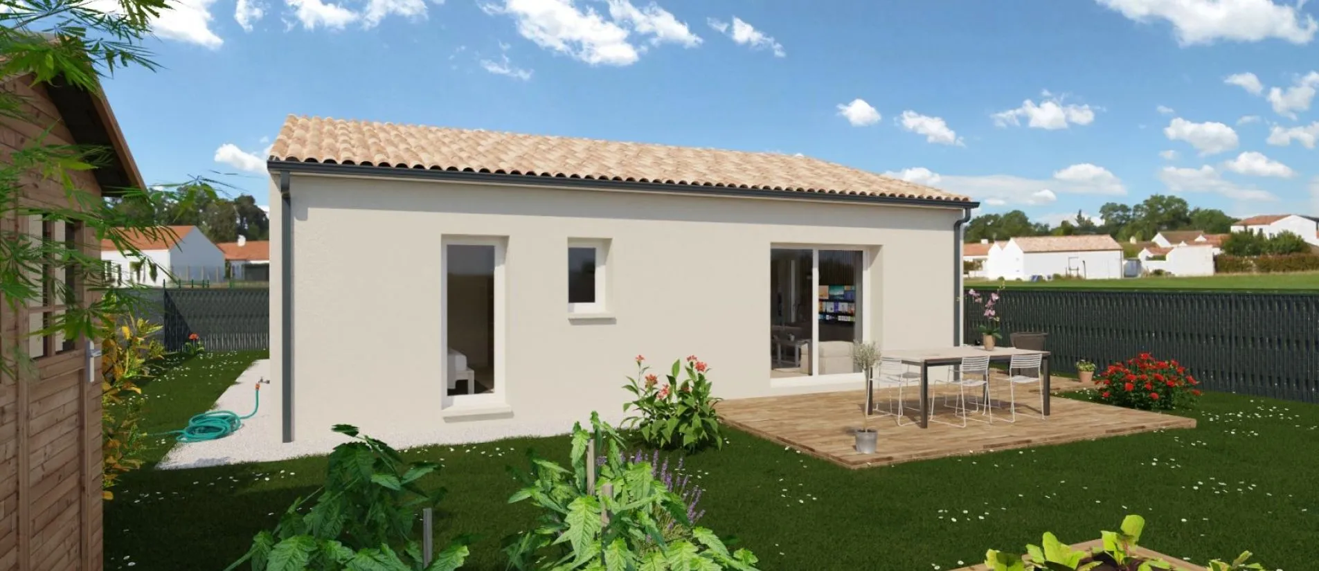 Maison de  70 m² sur un terrain de 427 m² à GOND-PONTOUVRE en CHARENTE (16).