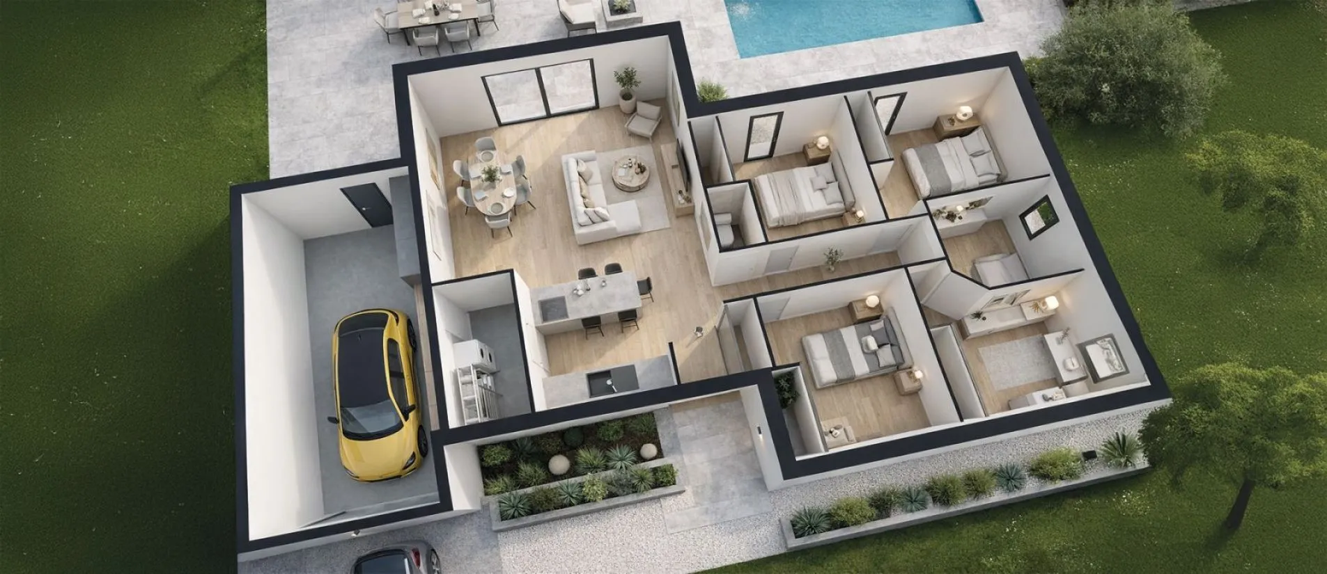 Maison de  83.85 m² sur un terrain de 612 m² à L'HERMENAULT en VENDEE (85).
