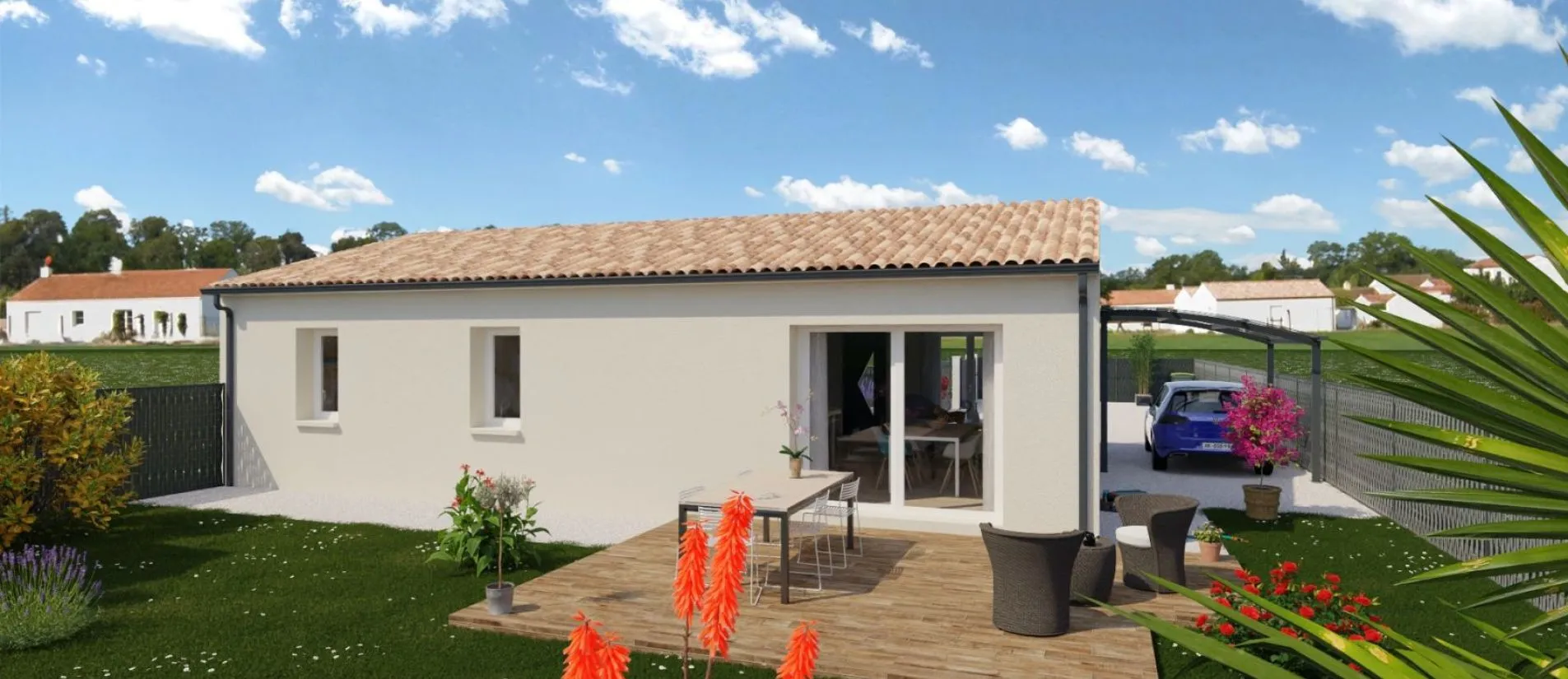 Maison de  83.78 m² sur un terrain de 427 m² à GOND-PONTOUVRE en CHARENTE (16).