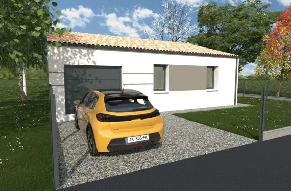 Maison de 76 m² + un garage attenant de 17 m² sur un terrain de 538 m² à AUZAY en VENDEE (85).