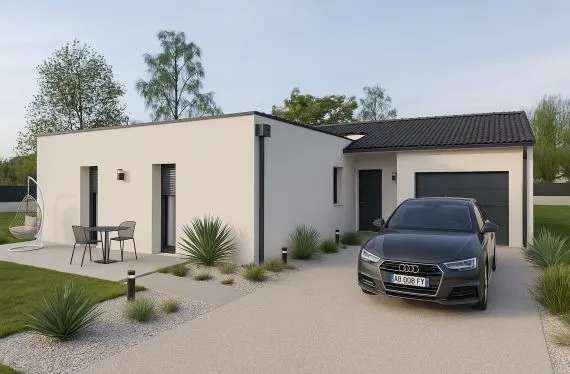 Maison de  84.98 m² sur un terrain de 746 m² à SAINT-GEORGES-LES-BAILLARGEAUX en VIENNE (86).
