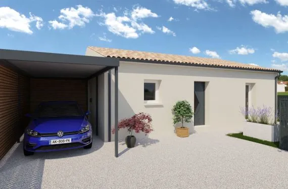 Maison de  70 m² sur un terrain de 427 m² à GOND-PONTOUVRE en CHARENTE (16).