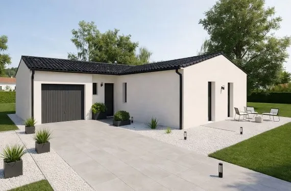 Maison de  87.5 m² sur un terrain de 722 m² à BIGNOUX en VIENNE (86).