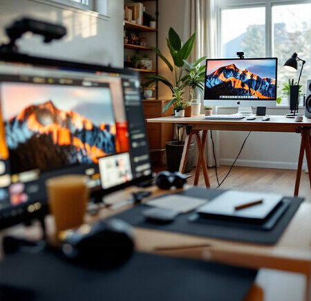 Bureau double poste pour télétravail en couple ou en colocation.